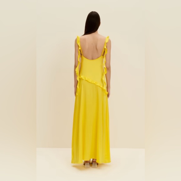 JAAF
RUFFLED SILK MAXI DRESS IN LEMON YELLOW NWT XS - Picture 2 of 10